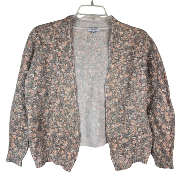 Bartolini Italy Alpaca Mohair Open Front Cardigan Sweater M Floral Gray Orange - Picture 1 of 4